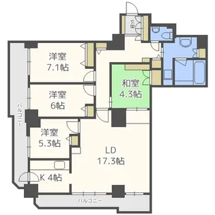 知事公館前タワーレジデンス【17階】の間取り