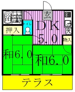 立野ハイツB棟【1階】の間取り