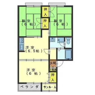 ベルクレージュ・FUJINAGA B棟【2階】の間取り