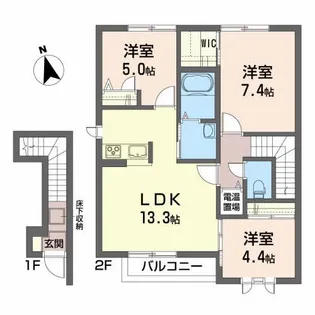 そらりすの庄B【2階】の間取り