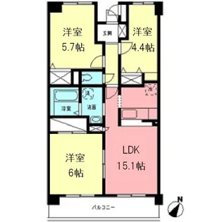 バルコン・ブラン淵野辺【4階】の間取り