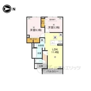 アムフル【1階】の間取り