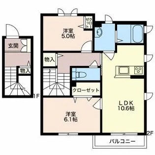 ヴァンベールII B【2階】の間取り