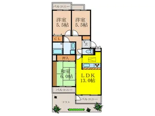 ライオンズマンション豊中上野東第2【1階】の間取り