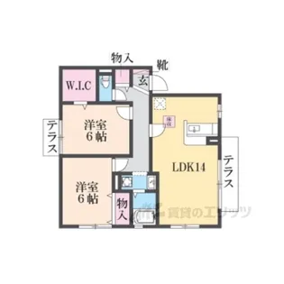 アムール三輪B棟【1階】の間取り