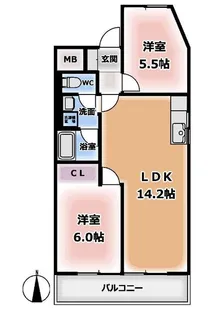 スカイフォート【2階】の間取り
