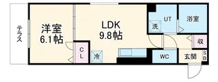 Dーレジデンス二条【1階】の間取り