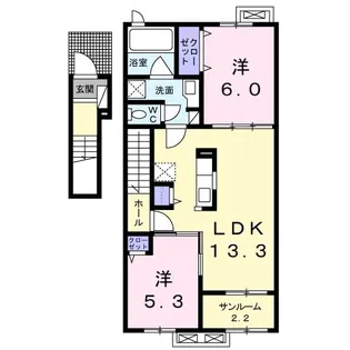 ヴァールハイト シャッツ B【2階】の間取り