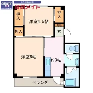 ビレッジハウス南郊1号棟【4階】の間取り