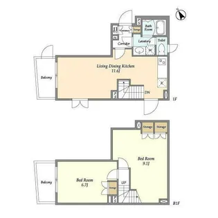 LEGALAND大井町west 部屋番号:103【1階】の間取り