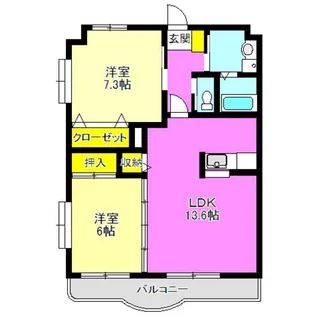 メゾン・キンレイII【6階】の間取り