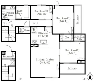 東京都新宿区愛住町【一戸建】の間取り