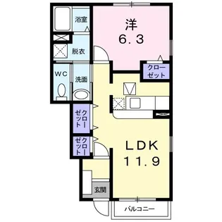 オーク・ヴィレッヂC【1階】の間取り