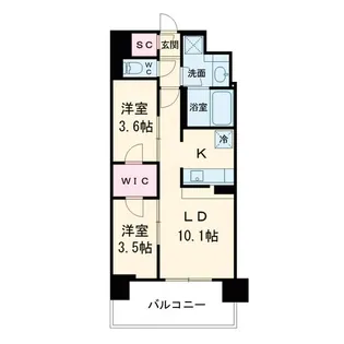 アーバネックス新町II【9階】の間取り
