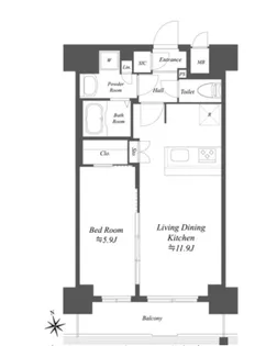 プレサンスブルーム浅草【5階】の間取り