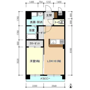 クロスホール弐番館【1階】の間取り