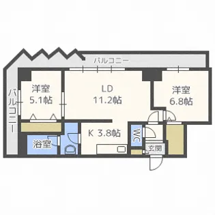 グランカーサ永山公園通 east【6階】の間取り