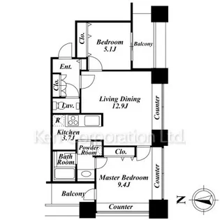 芝浦アイランド エアタワー【21階】の間取り