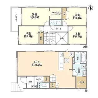 千葉県千葉市若葉区千城台東2【一戸建】の間取り