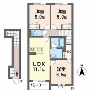 シャーメゾン駒止III【2階】の間取り