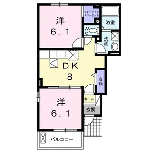 フラワーコート横関C【1階】の間取り