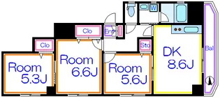 ヴェルジェ扇【8階】の間取り