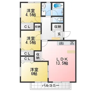 メゾン若宮 D【1階】の間取り