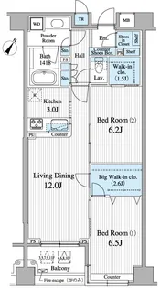 KDXレジデンス日本橋水天宮【6階】の間取り