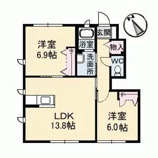 ラ・パルテール金岡東町 弐番館【1階】の間取り