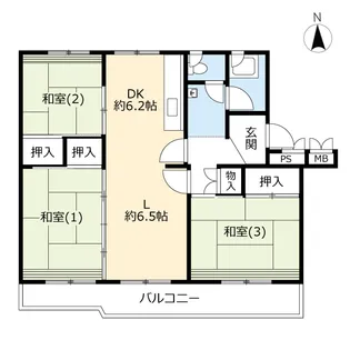 UR北広島若葉町【3階】の間取り