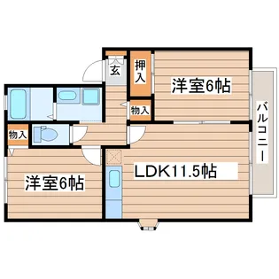 トゥインクル土手内B【1階】の間取り