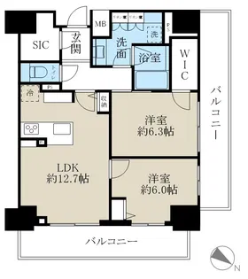 ロイヤルパークスER万代【13階】の間取り