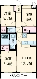 プレジデント正弥小郡【4階】の間取り