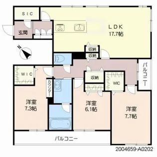 シャーメゾンクロノス【2階】の間取り