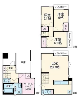 神奈川県藤沢市城南3【一戸建】の間取り