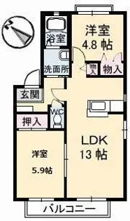 コスモス川棚 B棟【2階】の間取り