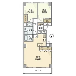 2LDKの間取り画像