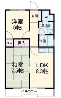 2LDKの間取り画像