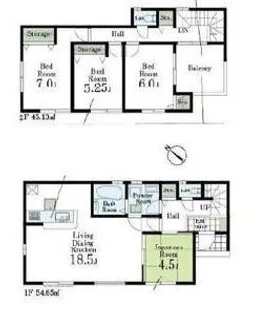 埼玉県所沢市大字中富【一戸建】の間取り