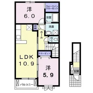茨城県ひたちなか市大字中根【アパート】の間取り