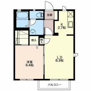 フルール中郷A【1階】の間取り