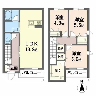 シャーメゾン駒止IIIの間取り