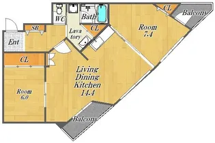 阪神ハイグレードマンション7番館【6階】の間取り