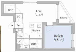 【防音マンション】ASTILE studio 王子【4階】の間取り