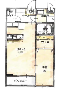 コートサイドA【3階】の間取り