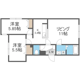 サリーヴィラ月寒東【3階】の間取り