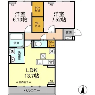シャーレアン【2階】の間取り