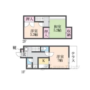 タウンハウス森北B【1階】の間取り