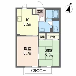 フレグランス・かわぐちD【1階】の間取り