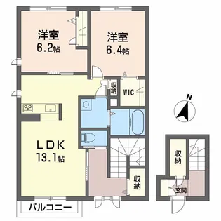 シャーメゾン喜光地【2階】の間取り